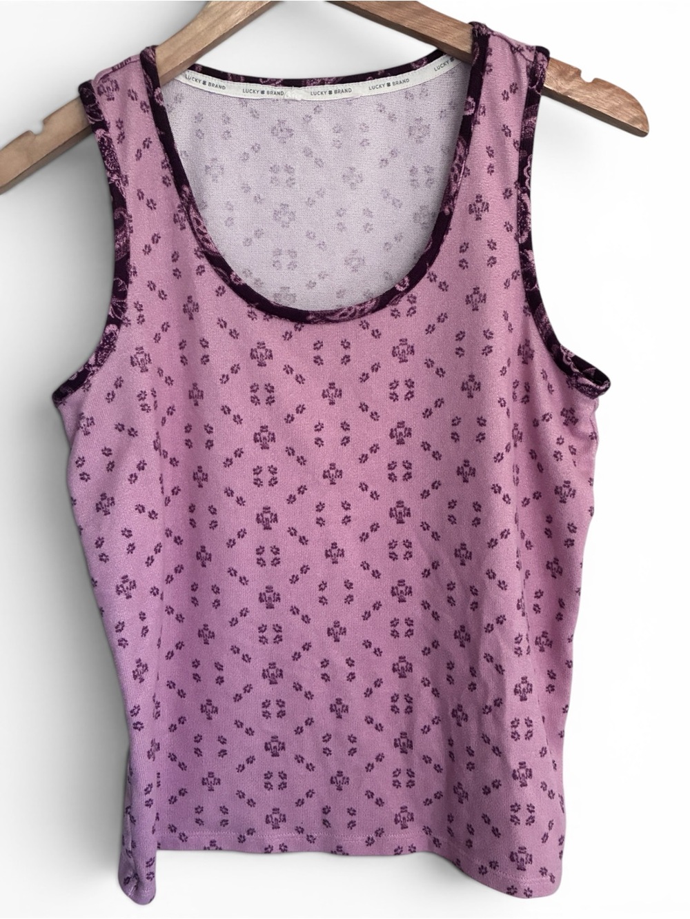Lucky Brand Burgundy Paisley Tank Top And Short Pajama Loungewear Set Sz S